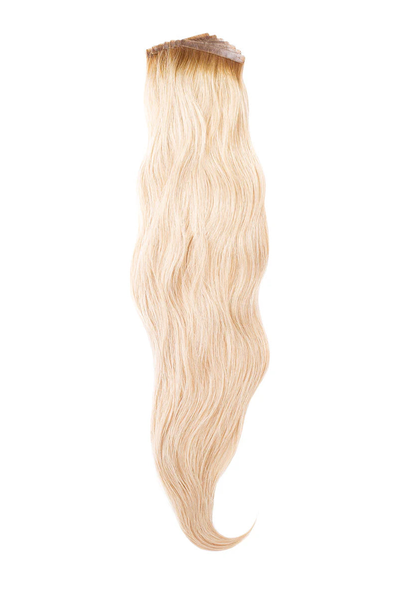 Perlino Sandy Beach Trails #10 hand-tied tape-in hair extensions — shade swatch