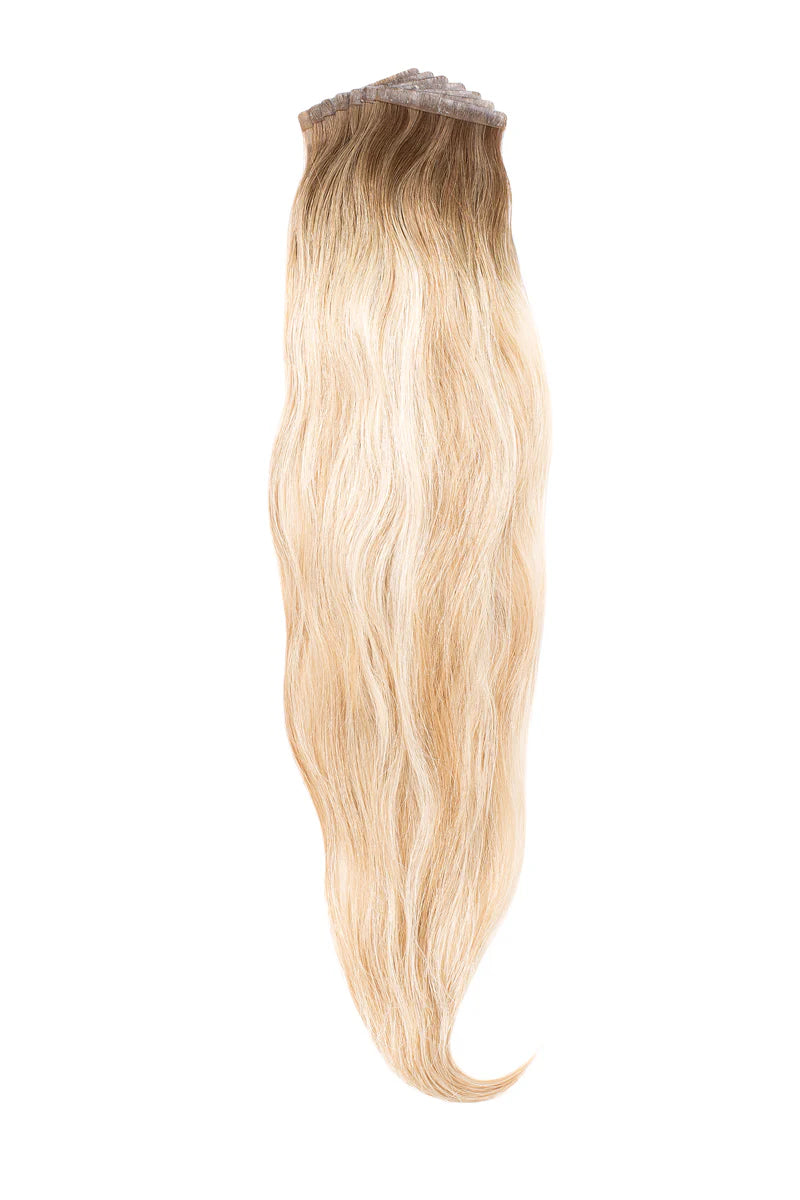 Perlino Earthy Elegance Blonde #13 hand-tied tape-in hair extensions