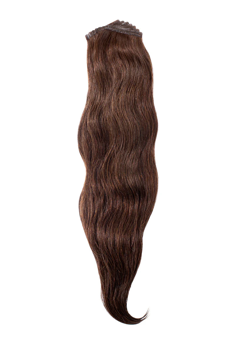 Perlino Sun Warmed Saddle #3 hand-tied tape-in hair extensions — shade swatch