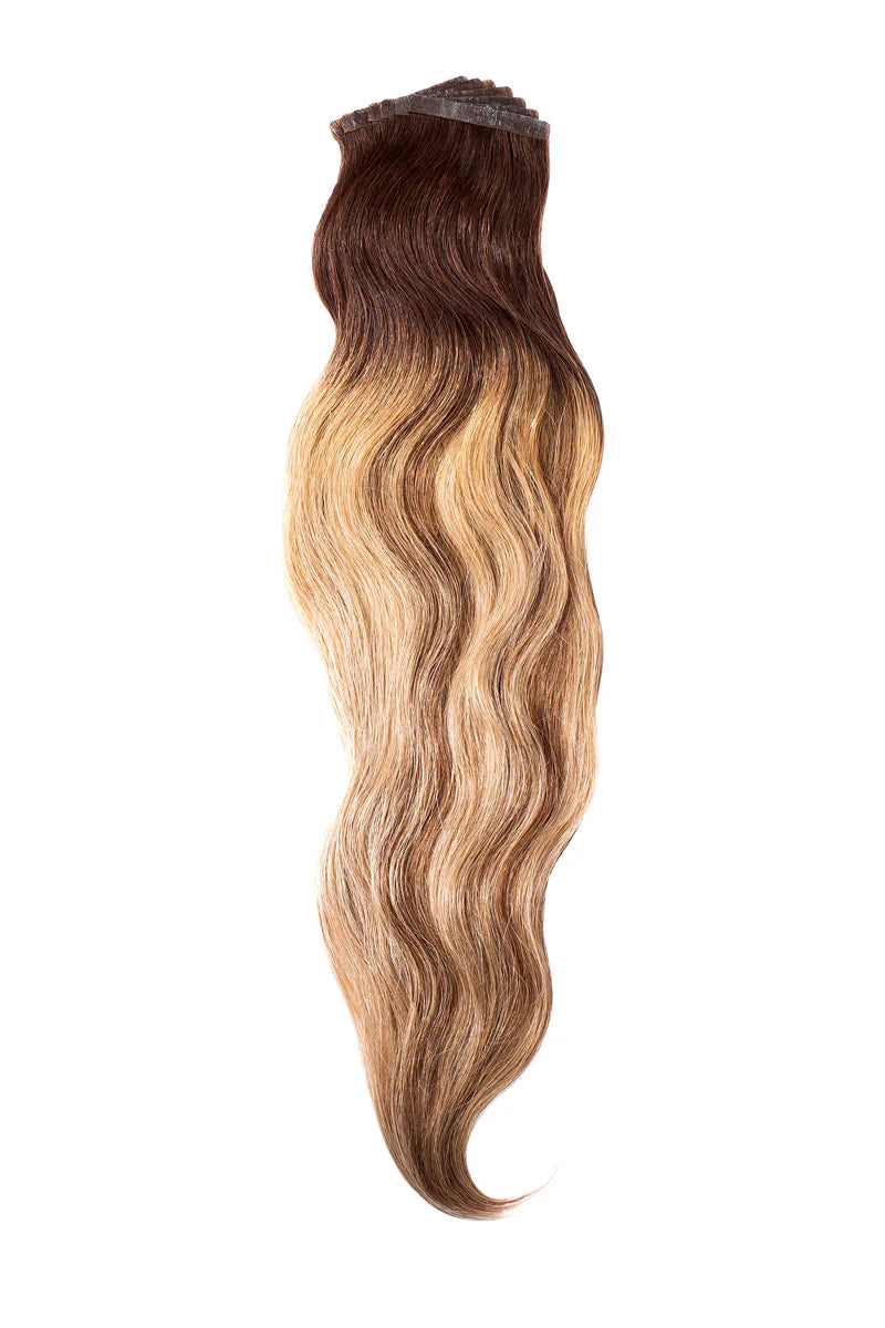 Perlino Teddy Bear Cuddles #7a hand-tied tape-in hair extensions — shade swatch