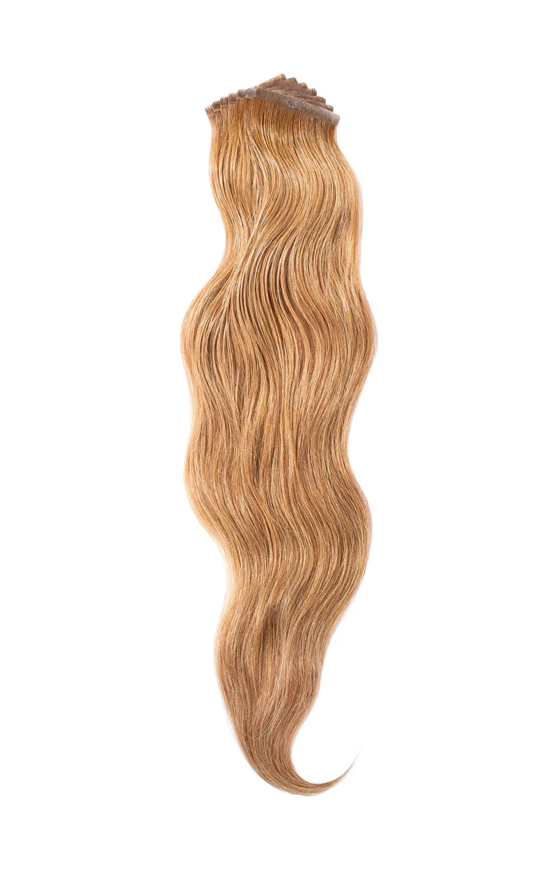 Perlino More Honey Please #7b hand-tied tape-in hair extensions — shade swatch